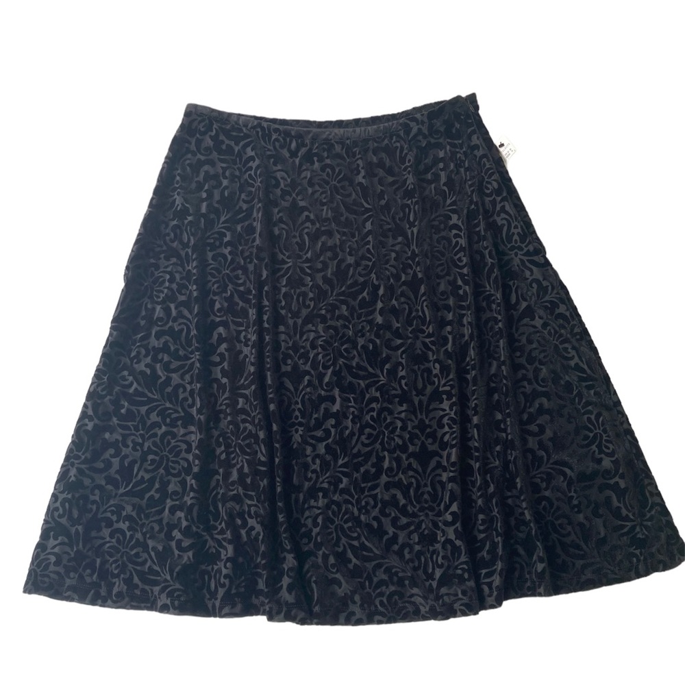 Talbots Black A-line Flare Skirt NWT Burnout Lined Ladies 8 Velvet